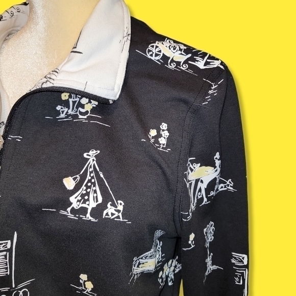 𝅺CITY Scene Jacket Coat Black Petite Large Walking Dog Café Koret T42 - Picture 2 of 8